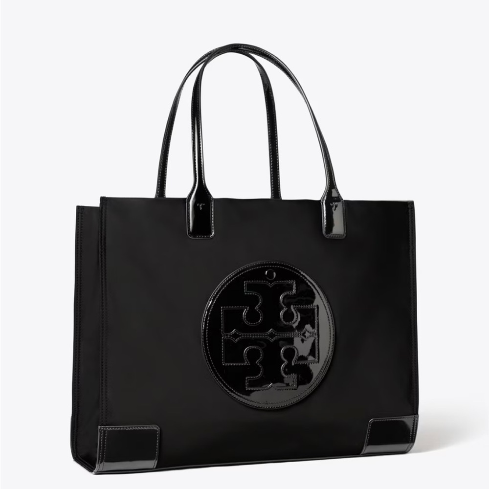 Tory Sport Black Structured Tote with Embossed Logo NWOT